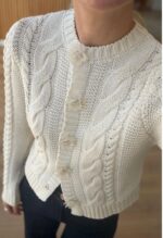 Off-White knit cardigan with cable details - Image 3