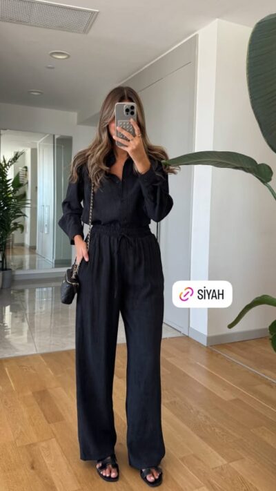 Tress pant shirt set black