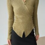 Hay olive green sweater with wrap design