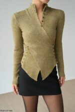 Hay olive green sweater with wrap design