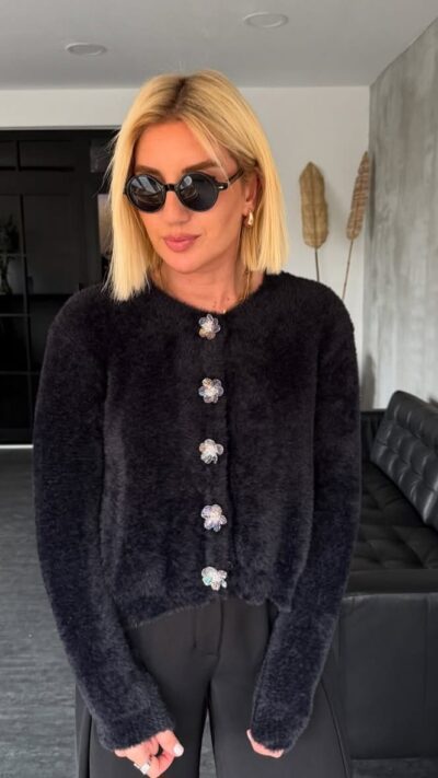 Black mohair cardigan