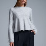 Peplum payette tricot sweater grey