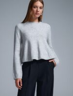 Peplum payette tricot sweater grey
