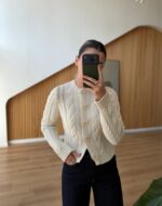 Off-White knit cardigan with cable details - Image 2