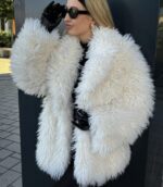 White faux fur jacket - Image 2
