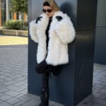 White faux fur jacket