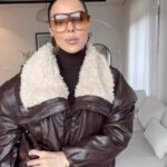 Faux brown leather jacket