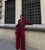 A bold two-tone set with a flattering wide-leg fit