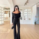 Gold Button Detailed Spanish Leg Fabric Trousers