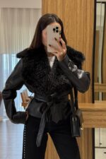 Faux fur leather jacket - Image 2