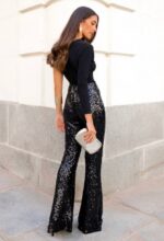 Black paillette trouser - Image 2