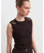 Dark coffee wool top