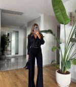 Belted black trouser
