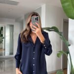 Silk navy shirt