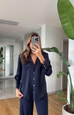 Silk navy shirt
