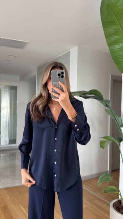 Silk navy shirt