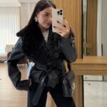 Faux fur leather jacket