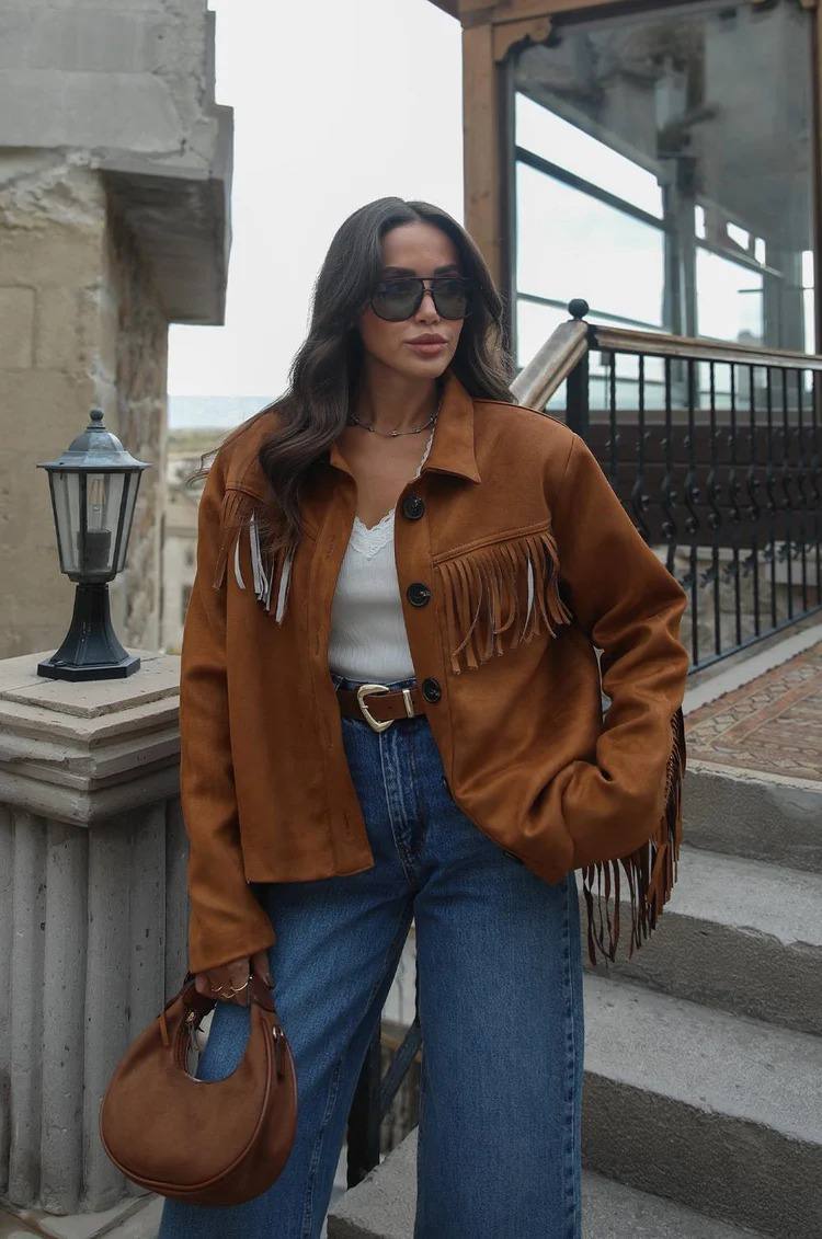 07e4e795-b326-4911-877c-6cbdbdb8546e Brown Suede Fringe Western Jacket - Image 1
