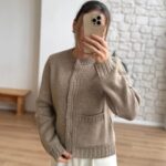 Beige Cable Knit Button Cardigan