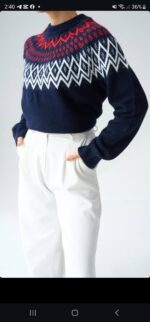 Navy Fair Isle Knit Sweater - Image 3