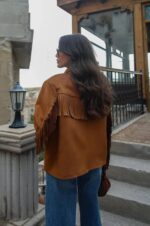 Brown Suede Fringe Western Jacket - Image 2