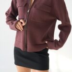 Cherry Zip Front Burgundy Jacket