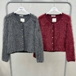Bisou Fuzzy Button-Up Cardigan Sweater