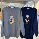 Bisou Bear Embroidered Knit Sweater Grey