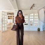 Brown Cable Knit Top