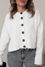 White Black Buttoned Cardigan