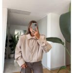 Beige Button-Up Cropped Jacket