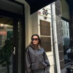 Brown leather jacket with fur collar