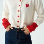 White & Red Heart Shaped Sweater