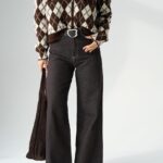 Belted Brown Denim Jeans