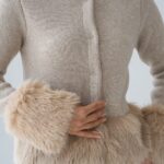 Beige Cardigan With Faux Fur Trim