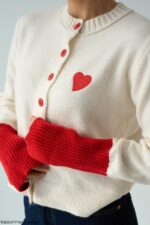 White & Red Heart Shaped Sweater - Image 2