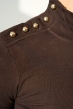 Basic brown sweater with hold buttons - Image 2