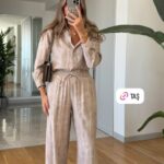 Massimo Beige Beige Linen Button Up Set