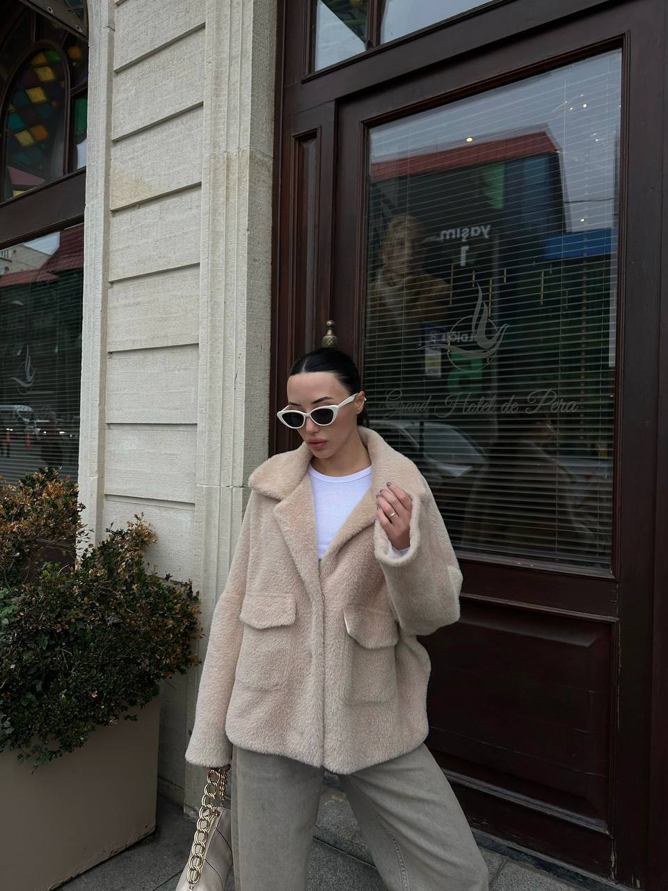 aca15714-d058-42a7-bc52-89cdbba428e4 Beige Faux Fur Oversized Jacket - Image 1