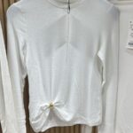 Dilvin White Turtleneck Knotted Long Sleeve Top