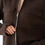 Brown Zip Up Knit Jacket
