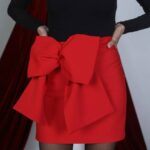 Red Mini Skirt With Large Bow