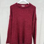 Bisou Burgundy Bouclé Knit Sweater