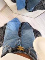 High Waisted Wide Leg Blue Jeans - Image 3