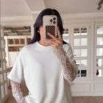 White Long Sleeve Top With Lace Detail